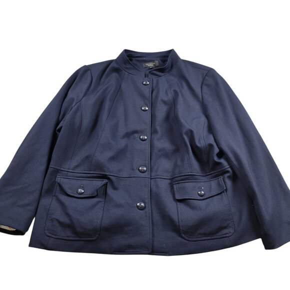 Talbots Blazer Jacket Womens 18WP Blue Rayonne Blend Button Up - Picture 1 of 9